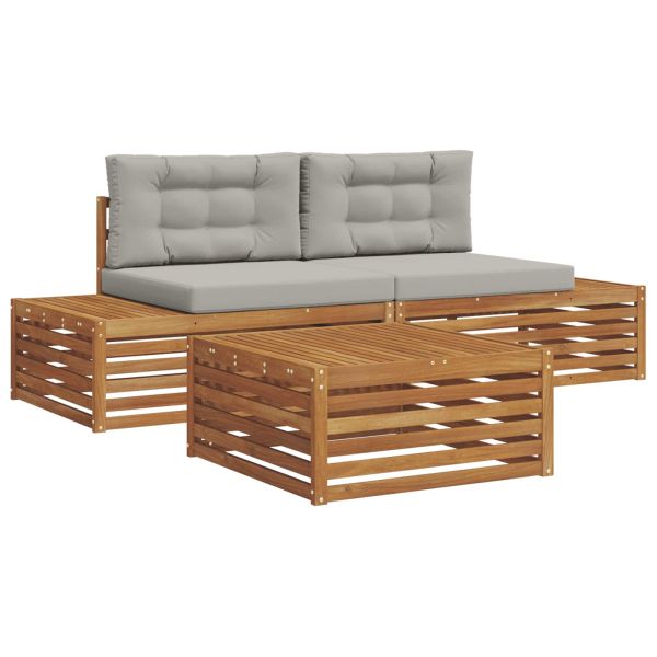 Комплект дивани за открито 3 Брой Естествено и светло сиво