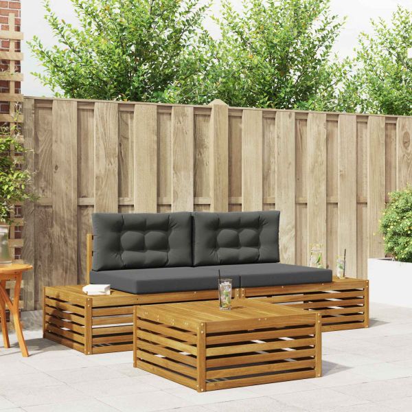 Комплект дивани за открито 3 Брой Натурален и Антрацит