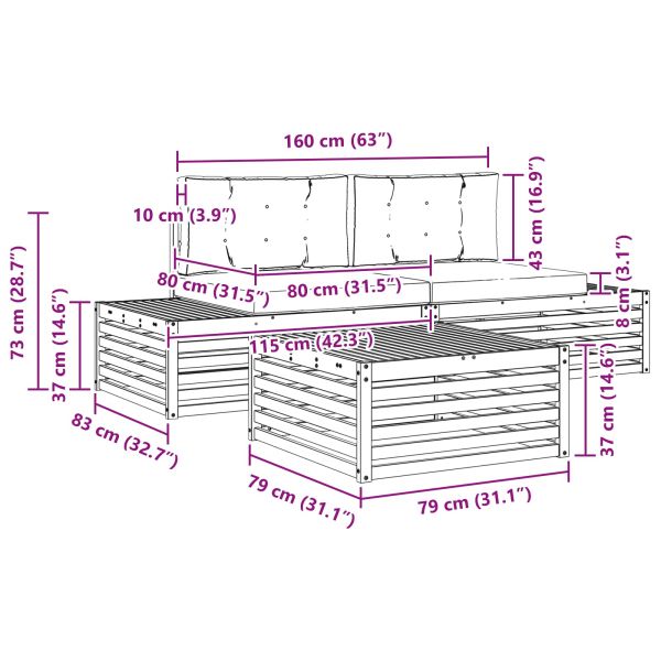 Комплект дивани за открито 3 Брой Натурален и Антрацит