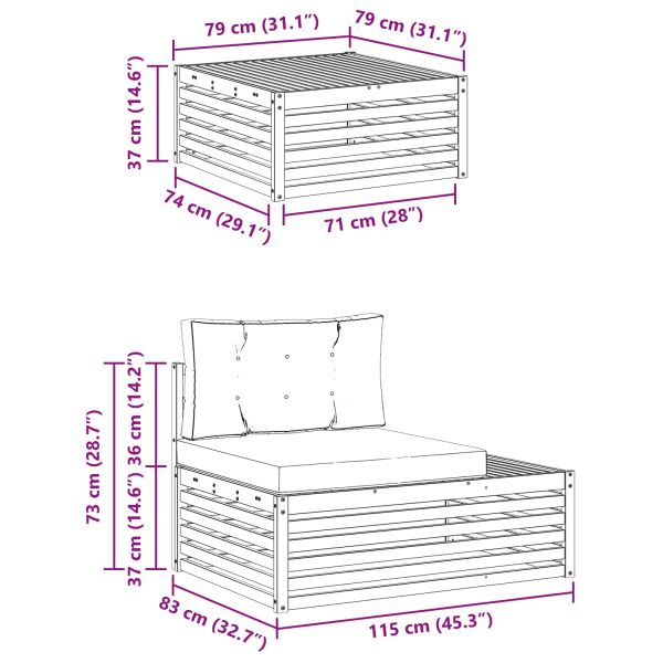Комплект дивани за открито 3 Брой Натурален и Бежов