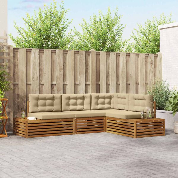 Комплект дивани за открито 4 Брой Натурален и Бежов