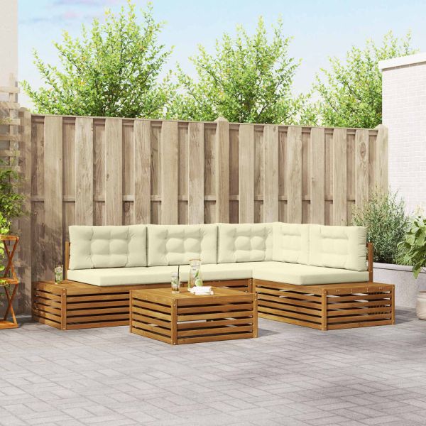 Комплект дивани за открито 5 Брой Натурален и Крема