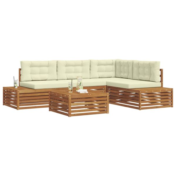 Комплект дивани за открито 5 Брой Натурален и Крема