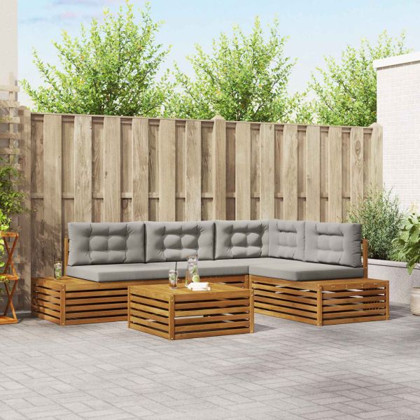 Комплект дивани за открито 5 Брой Естествено и светло сиво