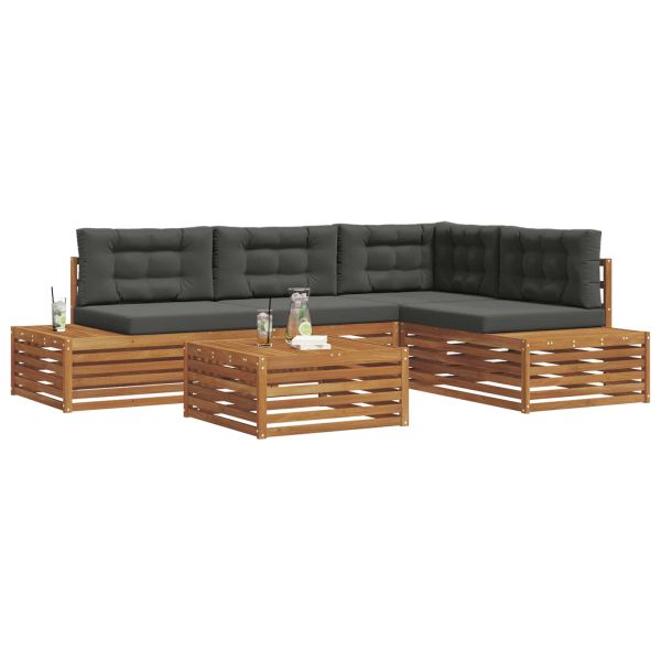 Комплект дивани за открито 5 Брой Натурален и Антрацит