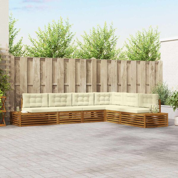 Комплект дивани за открито 6 Брой Натурален и Крема