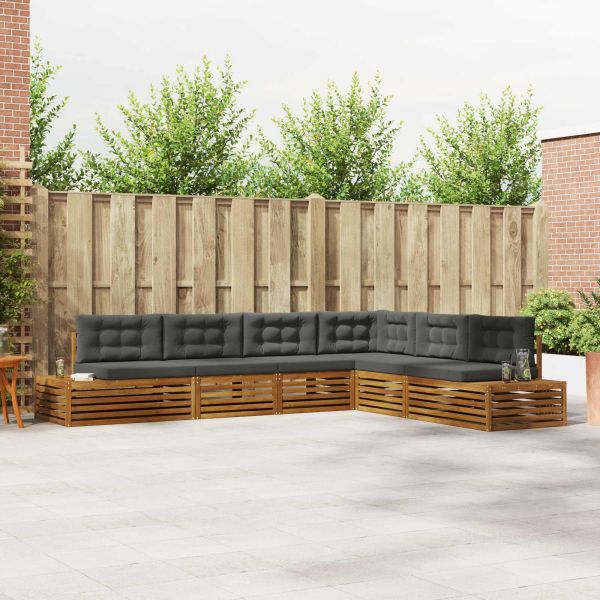 Комплект дивани за открито 6 Брой Натурален и Антрацит