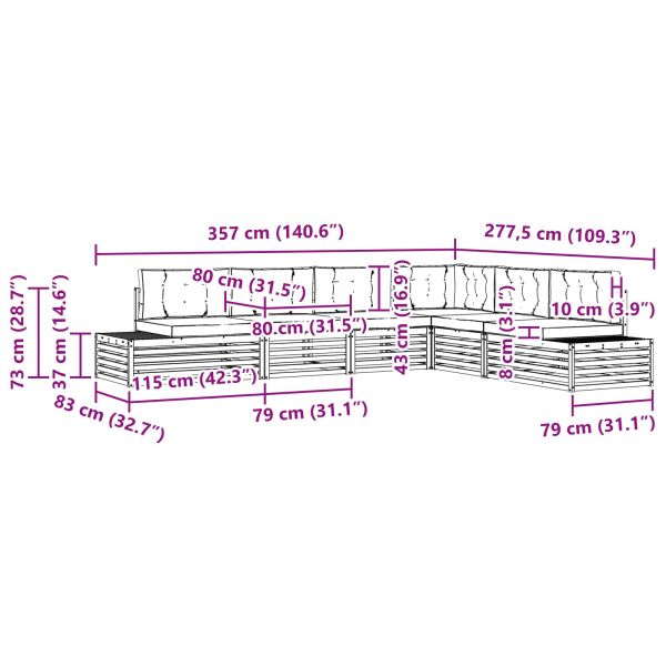 Комплект дивани за открито 6 Брой Натурален и Антрацит