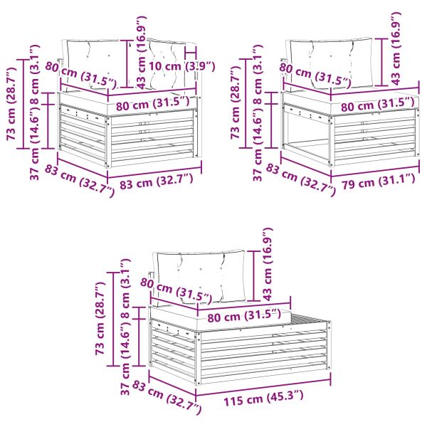 Комплект дивани за открито 6 Брой Натурален и Антрацит