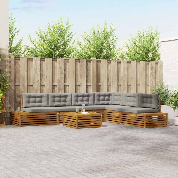 Комплект дивани за открито 7 Брой Естествено и светло сиво