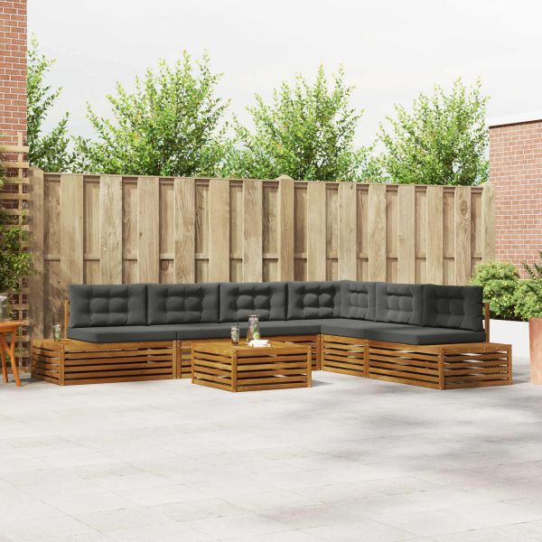 Комплект дивани за открито 7 Брой Натурален и Антрацит