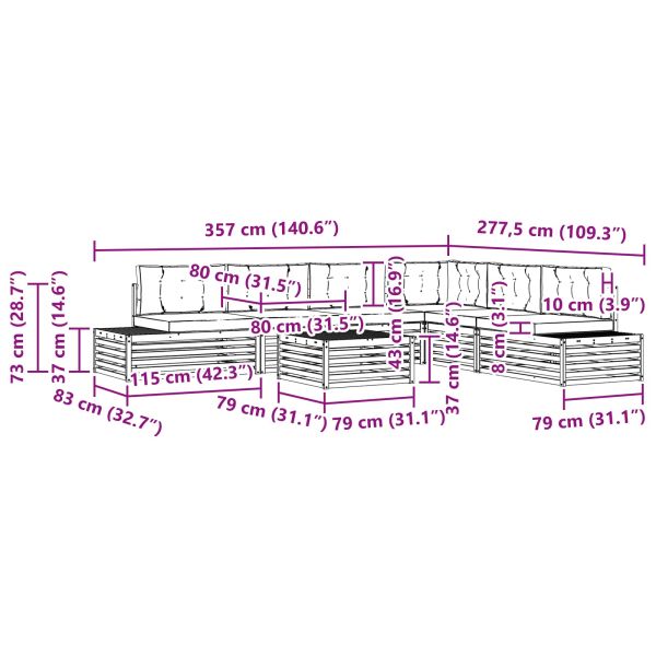 Комплект дивани за открито 7 Брой Натурален и Антрацит