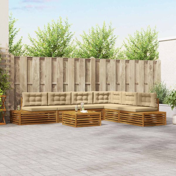 Комплект дивани за открито 7 Брой Натурален и Бежов