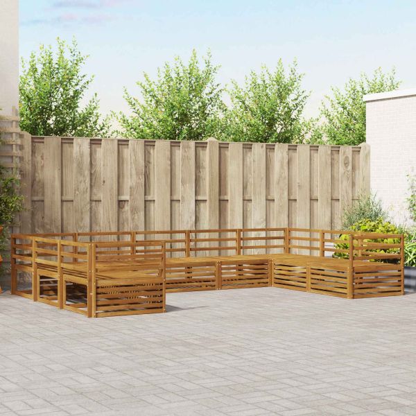 Комплекти дивани 9 pcs Естествен Солидно акациево дърво