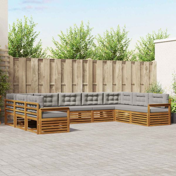 Комплекти дивани с възглавница 9 pcs Естествено и светло сиво