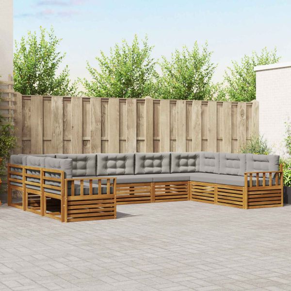 Комплекти дивани с възглавница 9 pcs Естествено и светло сиво