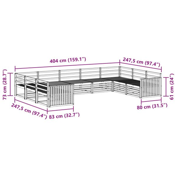 Комплекти дивани 9 pcs Естествен Солидно акациево дърво