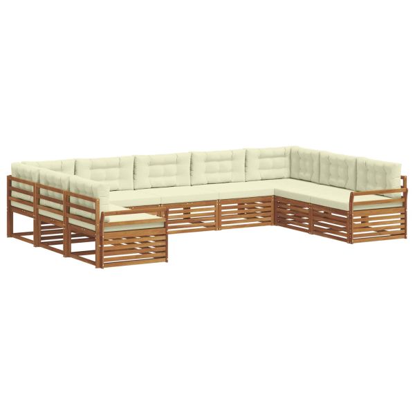 Комплекти дивани 9 pcs Натурален и Крема Солидно акациево дърво