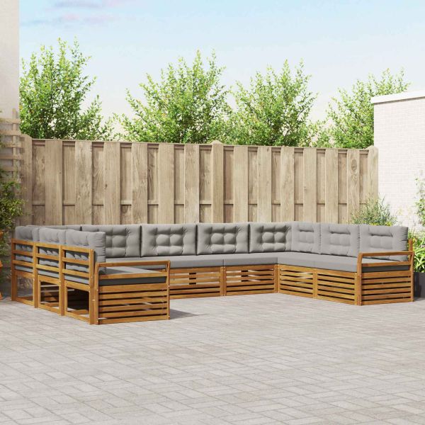 Комплекти дивани с възглавница 9 pcs Естествено и светло сиво