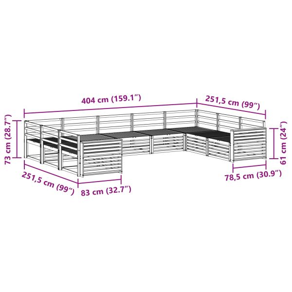 Комплекти дивани 9 pcs Естествен Солидно акациево дърво