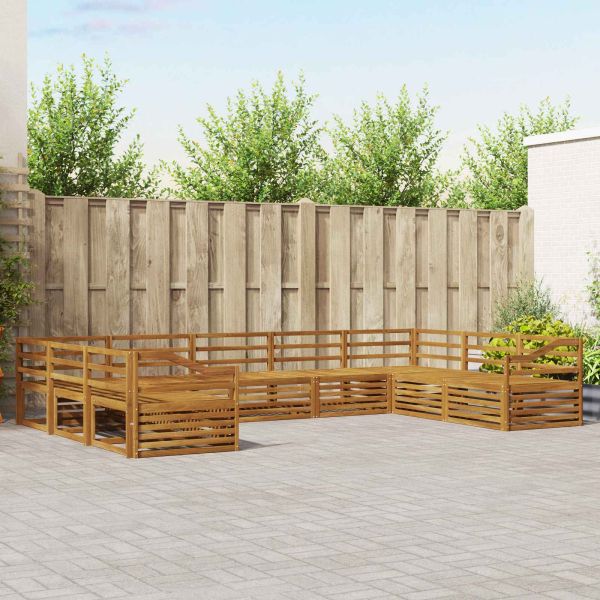 Комплекти дивани 9 pcs Естествен Солидно акациево дърво