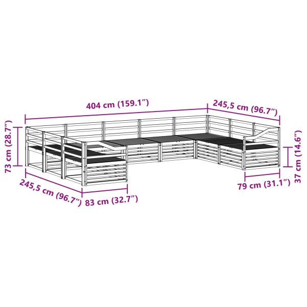 Комплекти дивани 9 pcs Естествен Солидно акациево дърво