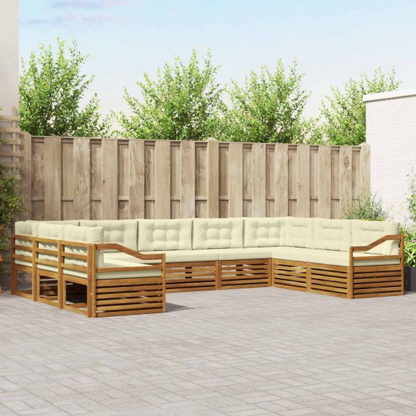 Комплекти дивани 9 pcs Натурален и Крема Солидно акациево дърво