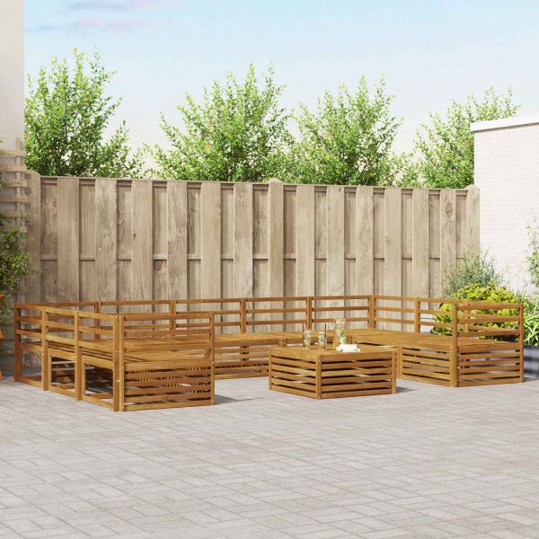 Комплекти дивани 10 pcs Естествен Солидно акациево дърво