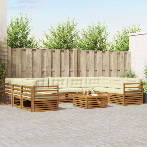 Комплекти дивани с възглавница 10 pcs Натурален и Крема