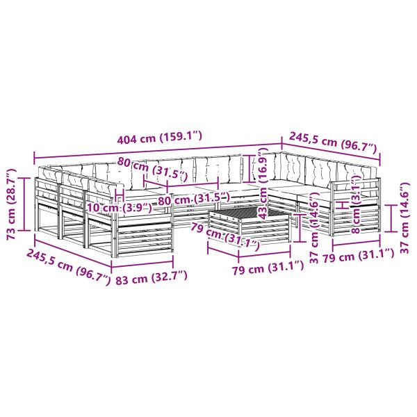 Комплекти дивани с възглавница 10 pcs Естествено и светло сиво