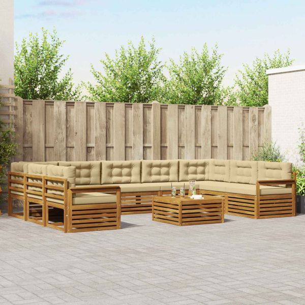 Комплекти дивани с възглавница 10 pcs Натурален и Бежов