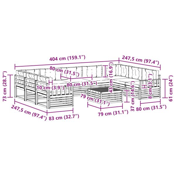 Комплекти дивани с възглавница 10 pcs Натурален и Крема
