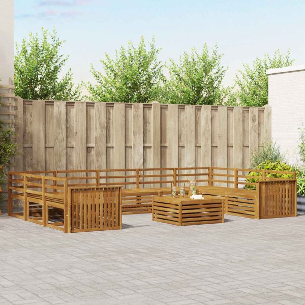 Комплекти дивани 10 pcs Естествен Солидно акациево дърво