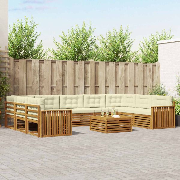 Комплекти дивани с възглавница 10 pcs Натурален и Крема