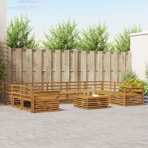 Комплекти дивани 10 pcs Естествен Солидно акациево дърво