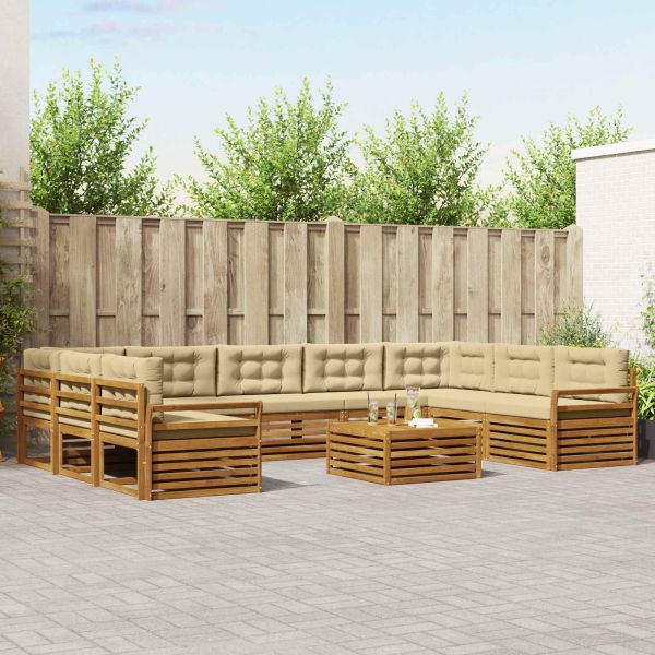 Комплекти дивани с възглавница 10 pcs Натурален и Бежов