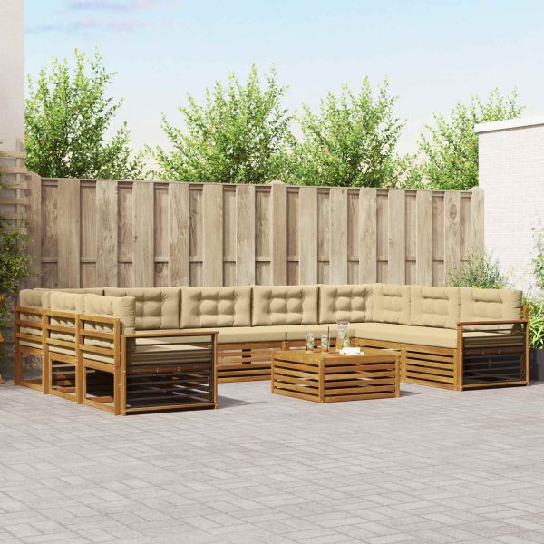 Комплекти дивани с възглавница 10 pcs Натурален и Бежов