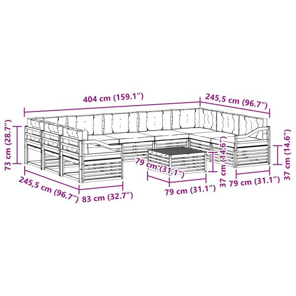 Комплекти дивани с възглавница 10 pcs Натурален и Крема