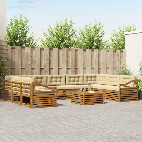 Комплекти дивани с възглавница 10 pcs Натурален и Бежов