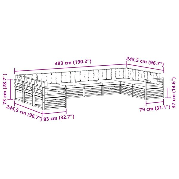 Комплекти дивани с възглавница 10 pcs Натурален и Крема