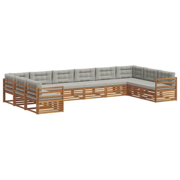 Комплекти дивани с възглавница 10 pcs Естествено и светло сиво