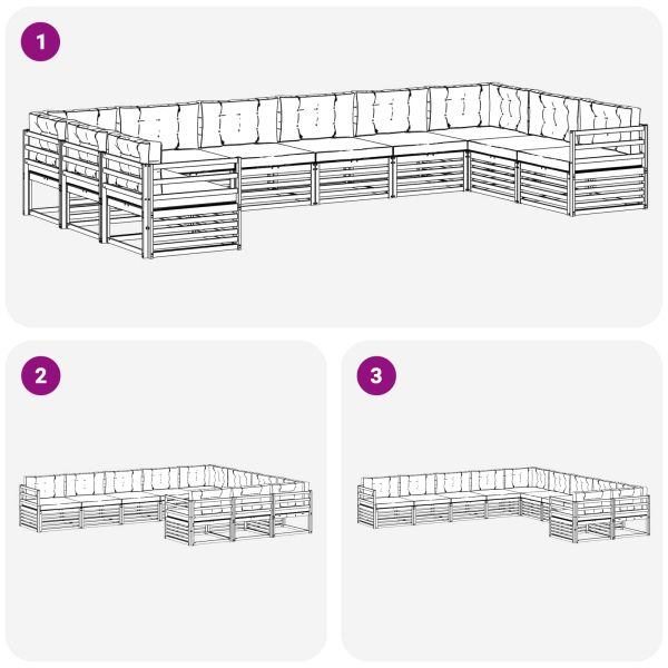 Комплекти дивани с възглавница 10 pcs Естествено и светло сиво