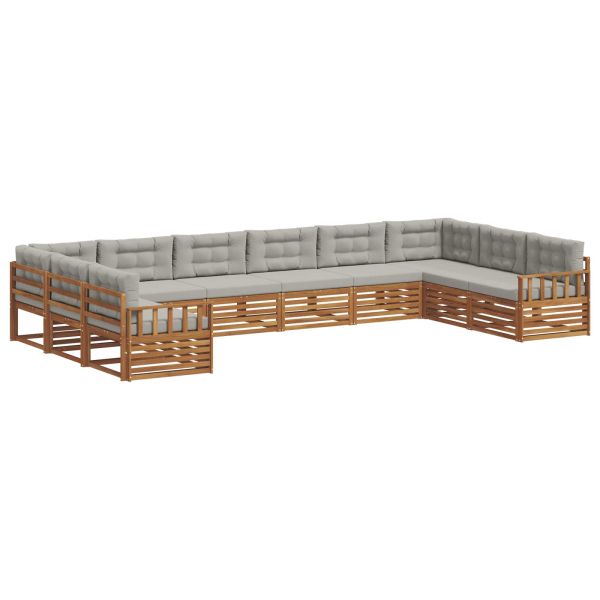 Комплекти дивани с възглавница 10 pcs Естествено и светло сиво