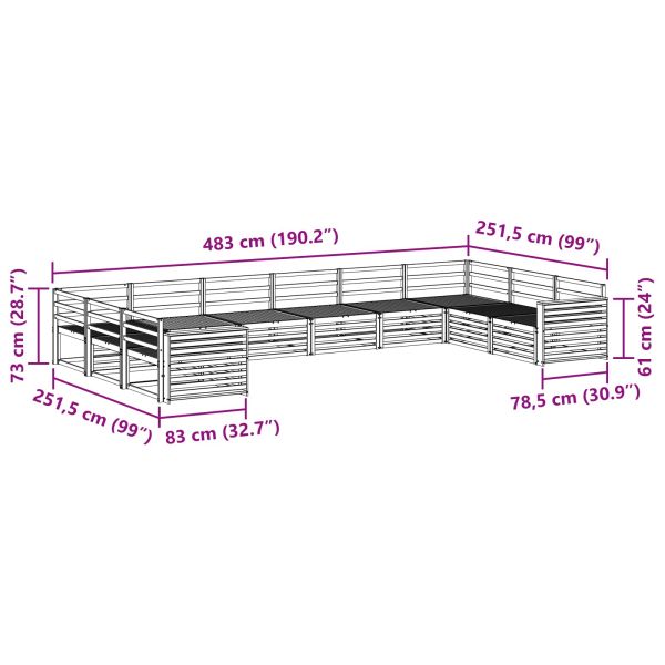 Комплекти дивани 10 pcs Естествен Солидно акациево дърво