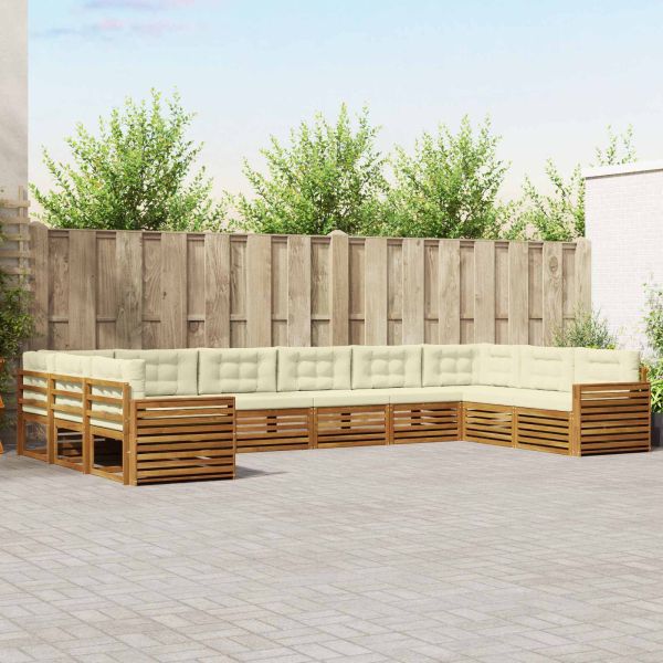 Комплекти дивани с възглавница 10 pcs Натурален и Крема