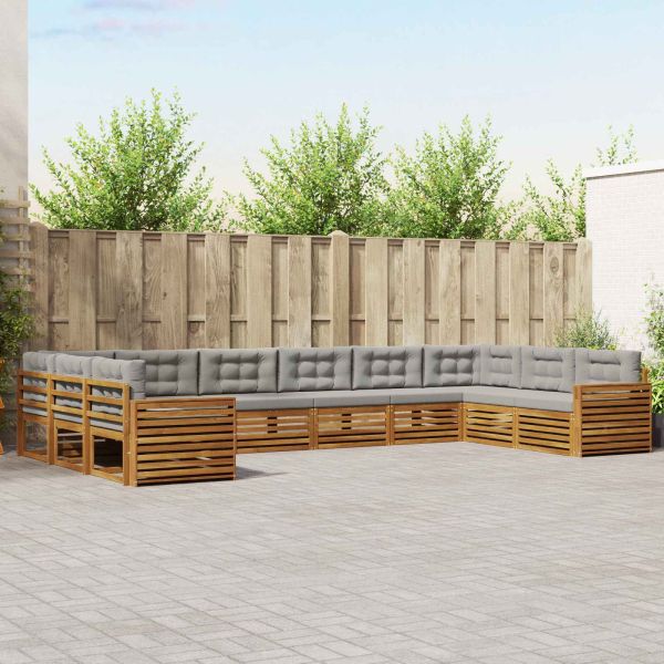 Комплекти дивани с възглавница 10 pcs Естествено и светло сиво