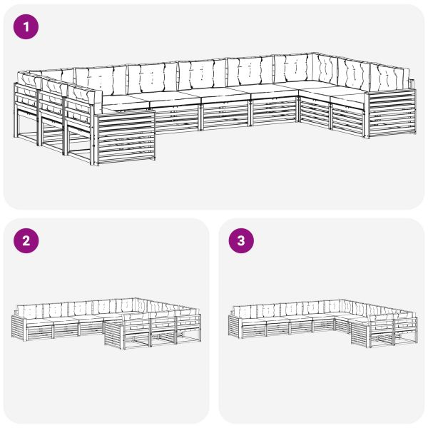 Комплекти дивани с възглавница 10 pcs Естествено и светло сиво