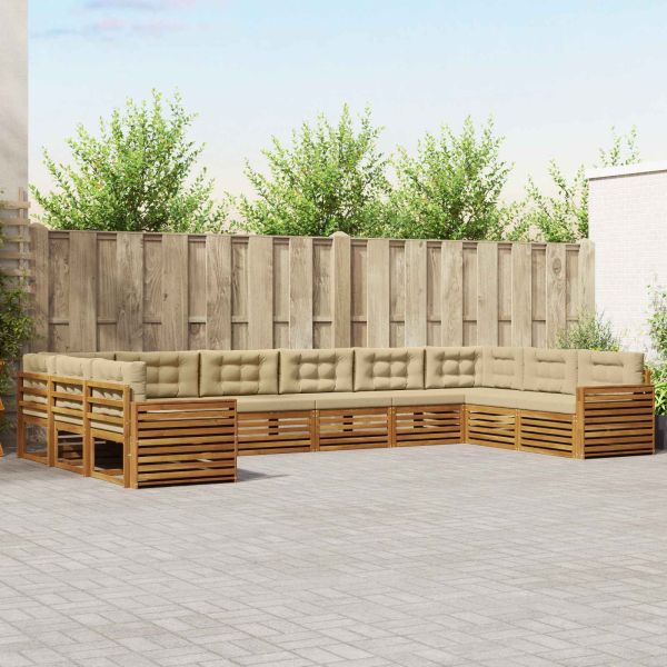 Комплекти дивани с възглавница 10 pcs Натурален и Бежов