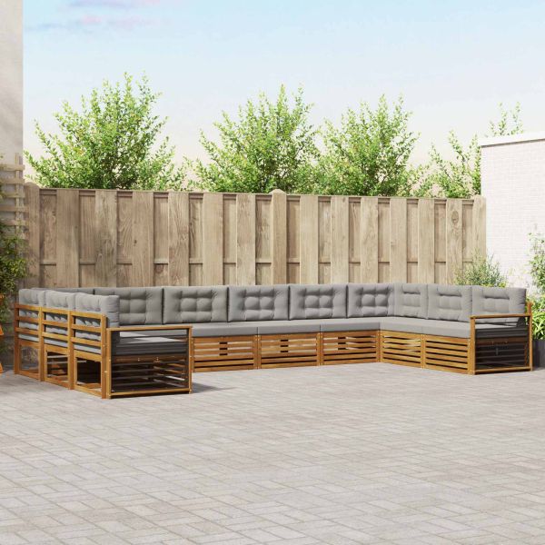 Комплекти дивани с възглавница 10 pcs Естествено и светло сиво