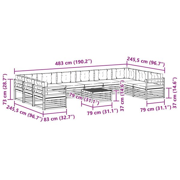 Комплекти дивани с възглавница 11 pcs Натурален и Крема